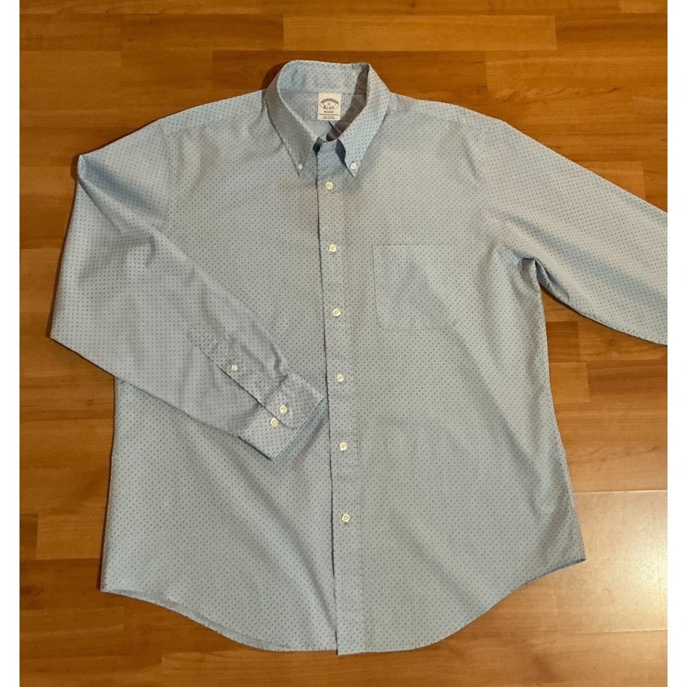 Brooks Brothers Regent Shirt Mens XL Blue Dotted Button Down 100% Cotton